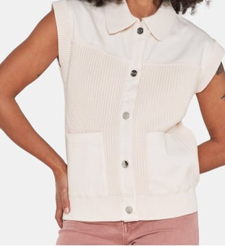 Gilet Soan sans manche bi-matière  - Maison 123 - Beige