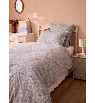 Housse de couette percale de coton "Mélodie" - Cyrillus - Bleu céleste