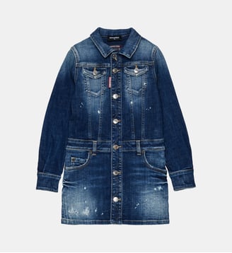 Robe en denim effet usé - Dsquared2 - Denim bleu