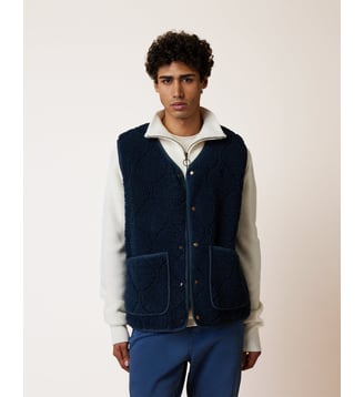 Veste en velours côtelé et sherpa - Faguo - Bleu marine