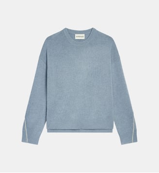 Pull col rond Léonie - Bompard - Bleu glacier et avoine