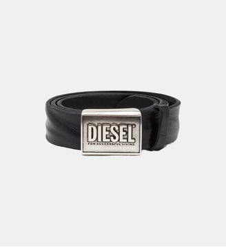 Ceinture en cuir 4 cm avec plaque logo - Diesel - Noir