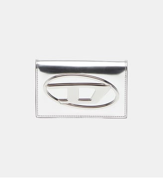 Porte-cartes en cuir métallisé - Diesel - Gris argente