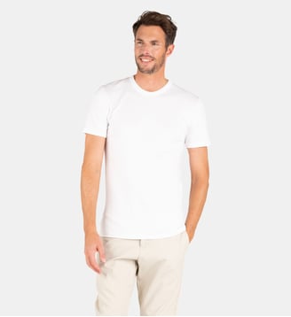 Tee-shirt col rond manches courtes  Ligne Chaude Interlock - Eminence - Blanc