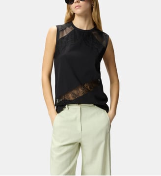 Top sans manches avec détails en dentelle - Pinko - Limousine noire