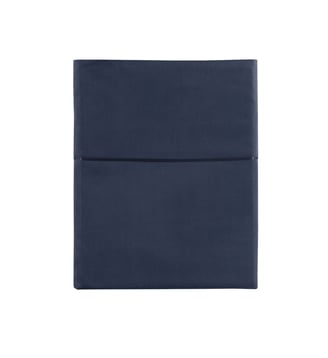 Drap plat uni en satin de coton bio, TEOPHILE - Alexandre Turpault - Bleu marine