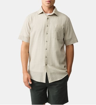 Chemise droite en coton seersucker manches courtes Gowenbridge - Rodd & Gunn - Fog