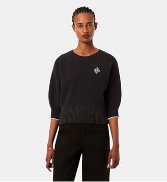 Pull col rond coton - Lacoste - Marron
