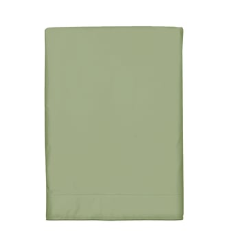 Drap plat en satin de coton lavé, RÊVE SATINÉ - Blanc Cerise - Kaki
