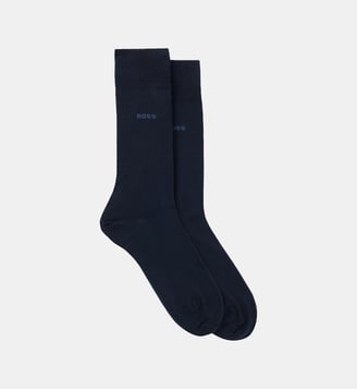 Lot de 2 paires de chaussettes mi-mollet en coton mélangé - BOSS - Bleu foncé