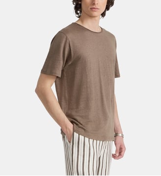 T-shirt roulotte en jersey de lin - Agnès b. - Beige kangourou