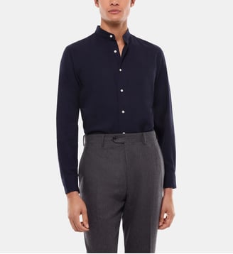 Chemise à col grand-père en coton gratté - Fursac - Marine