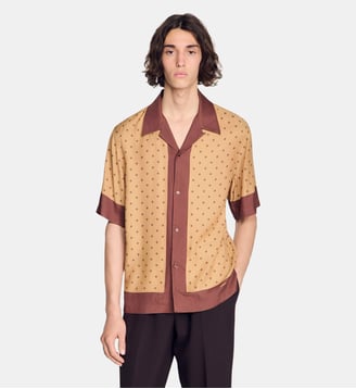 Chemise motif micro cross - Sandro - Camel