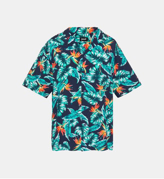 Chemisette imprimé tropical - Schott - Bleu