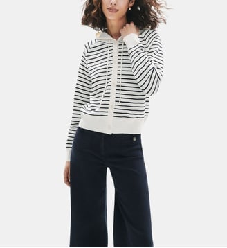 Gilet montse - Motif rayures - Coupe droite - Caroll - Bleu marine