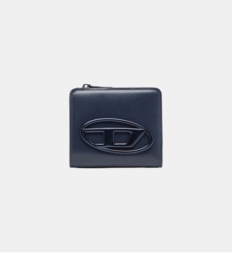 Porte-cartes en cuir zippé - Diesel - Bleu