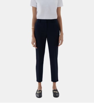 Pantalon psidiko2 - Motif uni - Coupe cigarette - Caroll - Bleu marine