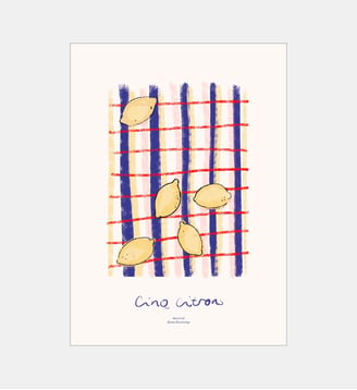 Poster   Cinq Citrons - The Poster Club x Nynne Rosenvinge - Poster & Frame - Jaune et bleu