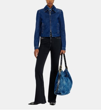 Veste coach en rinse denim - Diesel - Bleu foncé