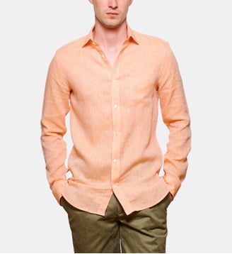 Chemise en lin orange coupe droite - Atelier Privé - Orange