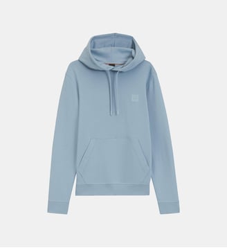 Hoodie droit coton molleton patch siglé - BOSS - Bleu pastel