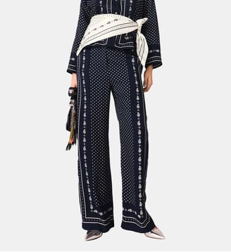 Pantalon fluide imprimé - Maje - Marine pois bandana print