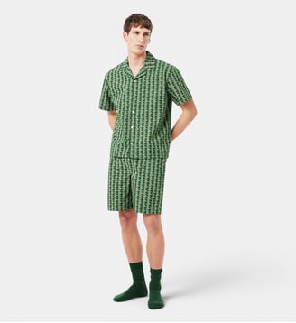 Short de pyjama popeline imprimé monogramme - Lacoste - Vert