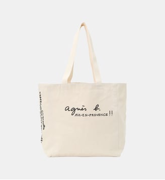 cabas en coton sérigraphié Aix-en-Provence - Agnès b. - Blanc écru