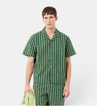 Chemise de pyjama popeline imprimé monogramme - Lacoste - Vert