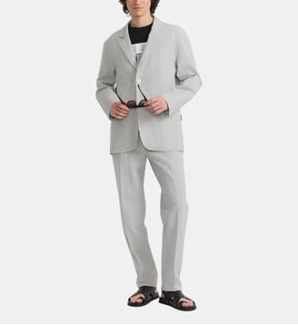 pantalon Lucas en coton blanc à rayures - Agnès b. - Bleu atlantis