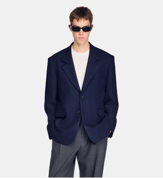 Veste de costume oversize en laine - Sandro - Midnight blue