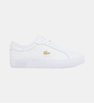 Sneakers Powercourt femme en cuir - Lacoste - Blanc et doré
