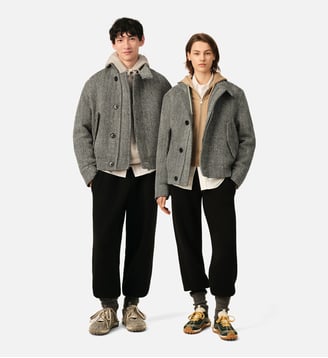 Blouson Harrington rembourré unisexe en laine - AMI Paris - Noir et ivoire