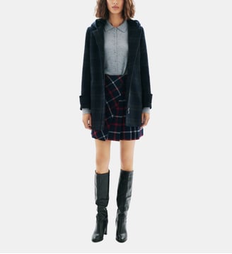 Manteau guimotin 2 - Motif à carreaux - Laine recyclee - Caroll - Bleu marine