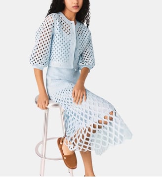 Cardigan en crochet strassé - Maje - Bleu ciel