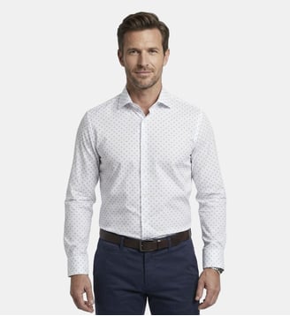 Chemise imprimée motifs géométrique coupe cintrée - Atelier Privé - Ciel