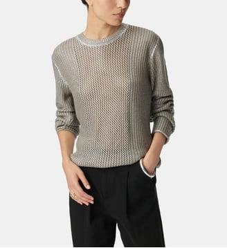 Pull tricot fantaisie enduit argent - Ikks - Beige foncé
