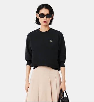 Sweatshirt relaxed fit col rond molleton - Lacoste - Noir