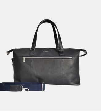 Sac de voyage en cuir de vachette Biarritz - Serge Blanco - Bleu foncé