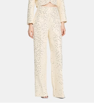 Pantalon droit à sequins en coton - Sandro - Écru