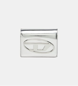 Portefeuille à deux volets en cuir effet miroir - Diesel - Gris argente