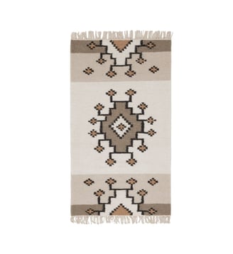 Tapis De Sol  Tissé plat 100% laine - Madura - Naturel et taupe
