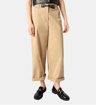 Pantalon large en coton - Maje - Beige