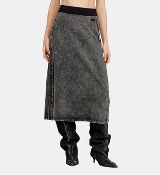 Jupe en coton polaire avec bandes latérales - Diesel - Gris foncé