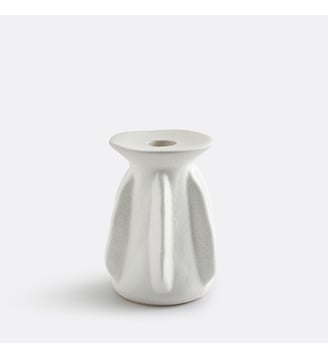 Bougeoir en céramique texturée H12 cm - La Redoute Interieurs - Blanc