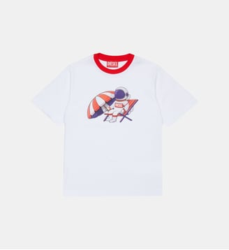 T-shirt avec logo et imprimé astronaute - Diesel Kids - Blanc