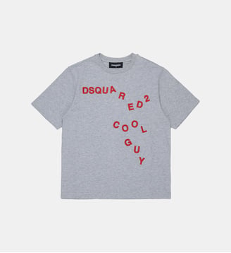 T-shirt avec logo brodé sur le devant - Dsquared2 - Gris clair