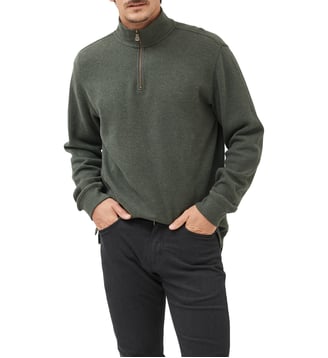 Sweatshirt droit en coton à col zip Alton Ave - Rodd & Gunn - Vert forêt