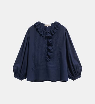 Blouse à volants en voile de coton - LEONE - Gerard Darel - Marine