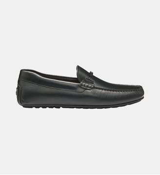 Mocassins en cuir avec garniture logotée - BOSS - Noir
